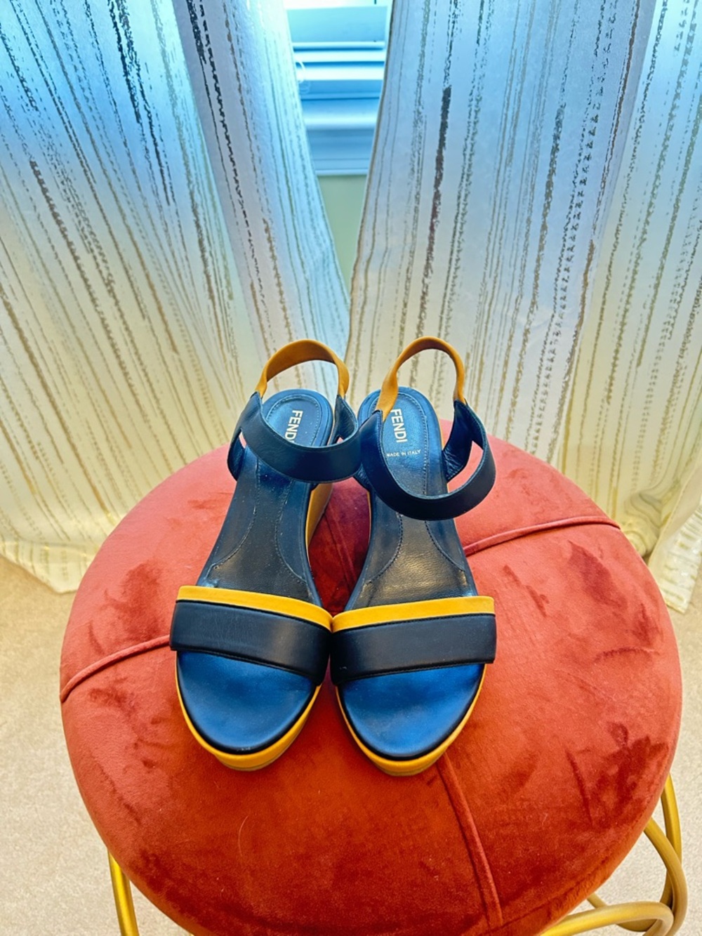 AUTHENTIC Fendi  Leather Sandals/Wedge